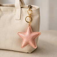Porte-clés étoile à cinq branches en cuir PU brillant effet craquelé, pendentif étoile gaufré, breloque pour sac et clés de voiture, accessoires cadeaux DIY
