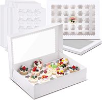 35 mini-boîtes à cupcakes biodégradables gaufrées blanches avec fenêtre pour décorations de fêtes d'anniversaire et de vacances