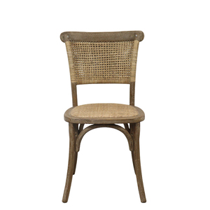 Silla Bistro Apilable de <span class=keywords><strong>Roble</strong></span> con Respaldo Tejido, Sillas de Comedor Cómodas de Diseño Rústico Francés para Sala de Estar <span class=keywords><strong>y</strong></span> Hotel - Product Image 1