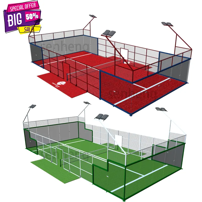 High Quality Professional Portable Panoramic Outdoor Artificial Grass Paddle Padel Tennis Courts for Sports Garden Applications