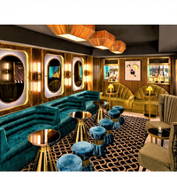 J2S Banquettes de restaurant demi-circulaires en cuir et velours, style européen moderne, personnalisées, pour projets hôteliers, avec ensemble table et chaises