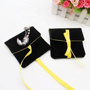 Pochette à cordon pour bijoux, sac cadeau personnalisé avec logo imprimé, doublure en satin, velours écologique, emballage pour montre - Product Image 3