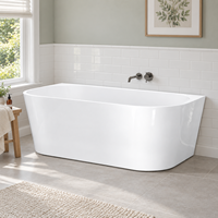 Baignoire autoportante en acrylique pour salles de bain compactes 1300x750mm, design blanc avec rebord fin et intérieur ovale