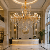 Lustre en cristal doré multi-niveaux sur mesure, grand luminaire suspendu de luxe pour hall d'hôtel, villa, projet de hall