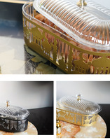 Plateau à collation islamique en fer Ramadan, boîte de rangement dorée et noire, plateau à bonbons avec couvercle, décoration de table à manger