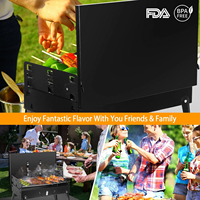 Barbecue pliable à 3 vitesses réglables, barbecue portable en fer avec pieds intégrés et déflecteur de vent pour la cuisson en extérieur