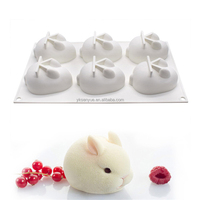 Meilleures ventes : Moule à gâteau en silicone à 6 cavités, forme lapin 3D, pour mousse, savon et pudding