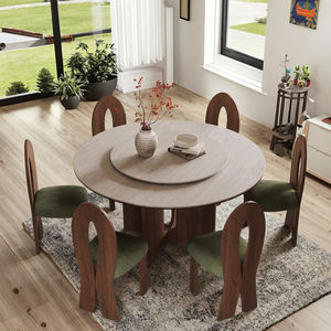 Vintage Fransız Retro Yemek Masası Takımı Masif Ceviz Ağacı Ev Kullanımı İçin Uzatılabilir Büyük Boy Traverten Taş Levha - Product Image 2