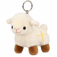 Zaves 2026 Nouveau Design Peluche Agneau Blanc Écologique Durable Sacs d'école Clés Premium Mignon Doux Animal Brodé en Croix