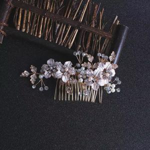 بيع بالجملة أزياء الزفاف مجوهرات ورقة زهرة الشعر التبعي للنساء مصنوعة من حجر الراين - Product Image 6