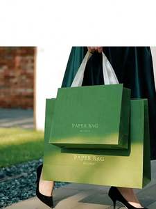 Sacs à provisions en papier personnalisés de luxe verts pour vêtements avec impression de logo - Product Image 6