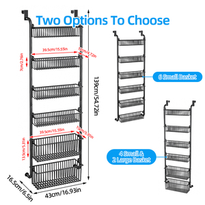 Estante colgante de metal montado en la pared detrás de la puerta Organizador de puerta de despensa de 6 niveles Estantes para sombreros sobre la puerta - Product Image 5
