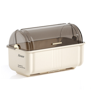 Dish Storage Box With Lid Multi Function Kitchen Organizer For Plates Bowls Cutlery Draining Rack 8-11.9in Depth - Product Image 5