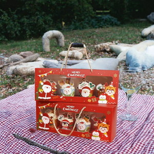 Caja portátil de cartón con asa para postres, mousse, mini tartas, banderines, moldes de muffin, para ventana, de materiales reciclados, Navidad - Product Image 2