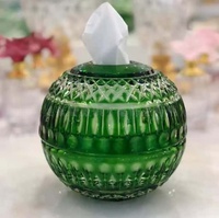 Boîte à mouchoirs en verre cristal sphérique taillé au diamant, distributeur de serviettes rond de luxe pour salle de bain, table à manger, décoration intérieure