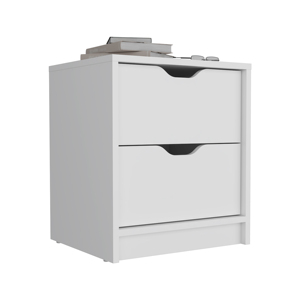 Double Drawer Nightstand 19 In H White <b>Bedside</b> <b>Table</b> Storage Drawers - Product Image 6