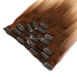 Wholesale Ombre Colored Lace Full Head Virgin Brazilian Remy 100% Human Clip In Hair Extension