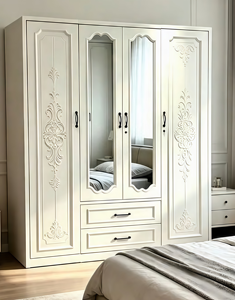 Armário de Roupa de Aço Popular na América Central com <span class=keywords><strong>4</strong></span> Portas, Duas Gavetas e Espelho de Corpo Inteiro para Quarto - Product Image 4
