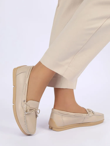 Chaussures plates confortables pour les trajets quotidiens pour femmes-Mocassins à enfiler en cuir véritable Chaussures pour femmes - Product Image 5