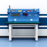Banc de travail antistatique ESD industriel, table de travail robuste avec panneau perforé et prise d'alimentation pour la réparation en laboratoire