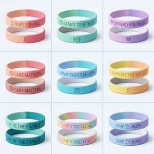Pulsera de Silicona de Doble Capa para Concientización Social, Color Pantone Personalizado, Proveedor OEM, MOQ Bajo de 200 Piezas para Campañas del Mes de Concientización - Product Image 1
