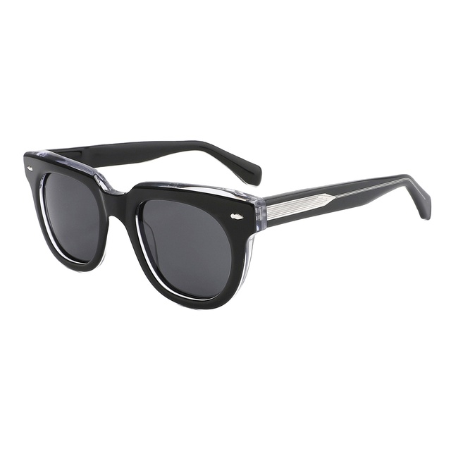 882224S Luxury Thick Frame Polarized Sunglasses Custom Engraving Bulk Order Acetate Temple UV400 Shield Mens Sunglasses