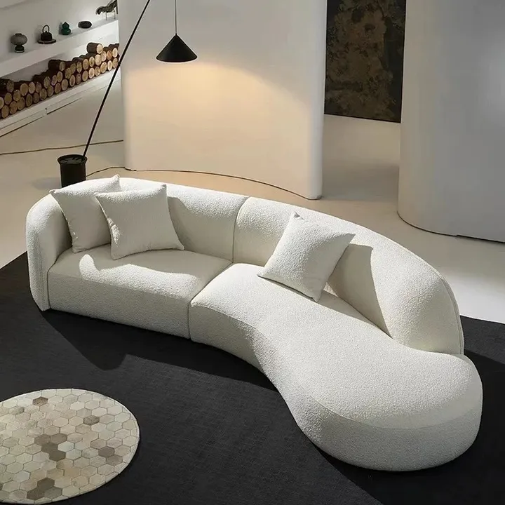 European berber fleece arc living room sofa modern minimalism special-shaped fabric sofa