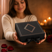 Boîte cadeau pour bijoux pour la Saint-Valentin, boîte d'emballage rigide pliable magnétique personnalisée en une seule pièce, vente en gros