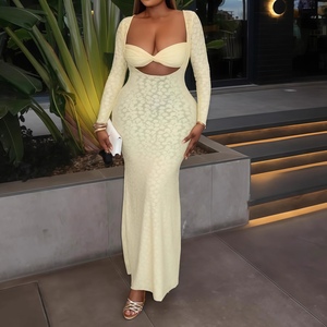 Vestidos Largos Elegantes y Sensuales para Mujer, Nueva Colección de Otoño, Color Sólido, Manga Larga, Corte Entallado - Product Image 5