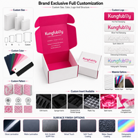 Caja de Cartón Corrugado Blanca y Magenta Personalizada Lista para Exportación, Caja de Envío para Set de Cosméticos, Accesorios Tecnológicos y Ropa Interior