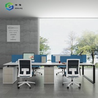 Escritorio de ordenador de madera para oficina modular de 4 plazas con archivador