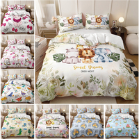 Parure de lit en polyester, style américain, imprimé numérique 3D, animaux de la forêt frais et petits, 500TC, toutes saisons, 3 pièces, housse de couette, dessin animé