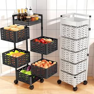 Troli dapur rumah multifungsi, keranjang penyimpan makanan ringan Dorong Tangan logam dapat digerakkan <span class=keywords><strong>3</strong></span> tingkat - Product Image 6