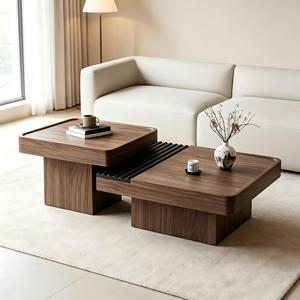 High <b>End</b> Luxury Modern Designer Eco-Friendly <b>Storage</b> Coffee <b>Table</b> Square Wooden Walnut Color Living Room Home Furniture - Product Image 1