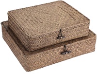 Panier en jonc de mer tressé avec couvercle pour l'organisation du Ramadan et du mois de jeûne, idéal comme boîte cadeau pour les jours du jeûne juif