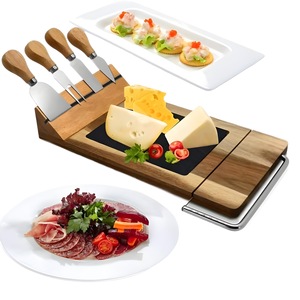 Tabla de cortar de madera con juego de cuchillos para queso, tabla de cortar multifuncional para uso en la cocina - Product Image 5