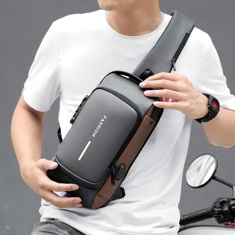 Factory Direct Hot Selling Men USB Charging Travel Outdoors Sports Sling Bag Cross Body Neck Messenger Bag For Men