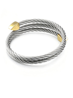 Vente en gros directe d'usine, en stock, bracelet double couche en acier inoxydable 316L style câble pour femmes