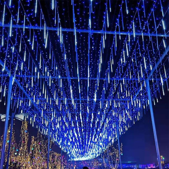 Christmas Dripping Led Icicle Fairy Rain Light Meteor Tube Curtains Ledout Door Bulb Waterproof Lights