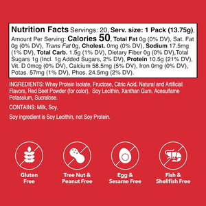 Proteína de Suero de Leche Aislada 100% Sabor Fresa, Paquete Individual de 10.5 g de Proteína, 50 Calorías, 20 Porciones - Product Image 2