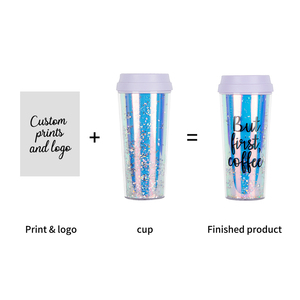 Vasos de plástico únicos impresos personalizados, logotipo personalizado, taza de viaje de café <span class=keywords><strong>con</strong></span> purpurina mágica transparente reutilizable <span class=keywords><strong>con</strong></span> etiqueta privada - Product Image 5