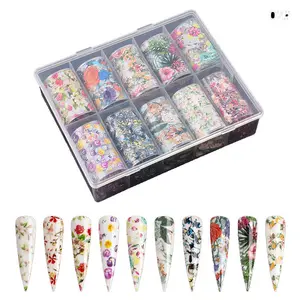 Zy0482b Nieuwe Stijl 4Cm Breedte Nagelfolie Transfer Papierrol Set Bloem Patroon Nail Art Decoratie Nail Beauty Set