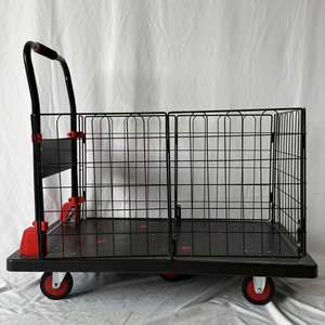 Enclosed Platform Hand Trolley with Cage Plastic Handcart Fence Mesh Design-Made in China - Product Image 4
