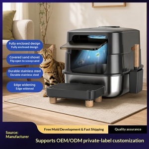 Bac à <span class=keywords><strong>litière</strong></span> intelligent pour chat entièrement fermé en acier inoxydable, autonettoyant, désodorisation à l'air frais, détection infrarouge, anti-éclaboussures, électrique - Product Image 4