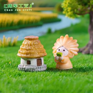 Micro-paesaggio Weij, piccole figurine della cultura Liangzhu, casa delle bambole, casetta con tetto di paglia, accessori decorativi fai da te, piccole decorazioni in resina - Product Image 5