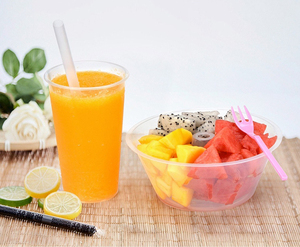 Commercio all'ingrosso personalizzato 500ml 700ml Snack e bere tazza di plastica con paglia e vassoio Snack ciotola per Cola frutta tè Popcorn - Product Image 5