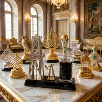 Trophée personnalisé en métal, modèle de dériveur de champ pétrolier, avec base noire, gravable sur mesure pour l'excellence corporative
