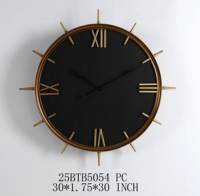 Horloge murale en bois et métal, style campagnard, vente en gros, accent décoratif pour la maison, 70.49*3.18*70.49CM, horloge murale en métal noir, décoration intérieure