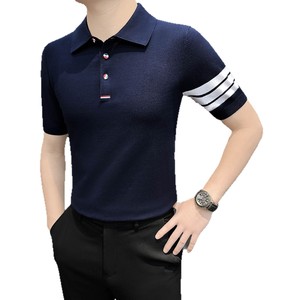 T-shirt à manches courtes pour homme, respirant, infroissable, en polyester, à rayures <span class=keywords><strong>Paul</strong></span> Three Bars, vente en gros directe usine transfrontalière - Product Image 4