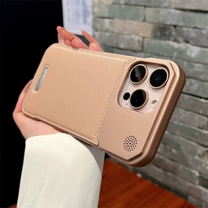 Funda Magnética de Cuero PU sin Marco para iPhone 17 13 14 15 16 Pro Max con Botón Táctil para Cámara y Cubierta Trasera Protectora - Product Image 5